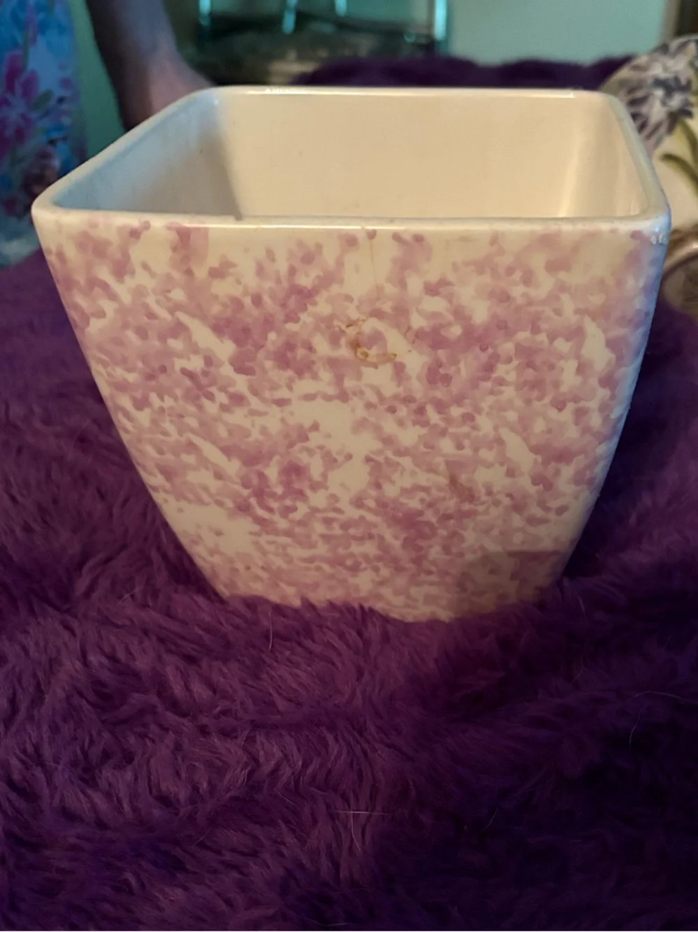 Decorative Hydrangea Ceramic Planter - Purple & Green